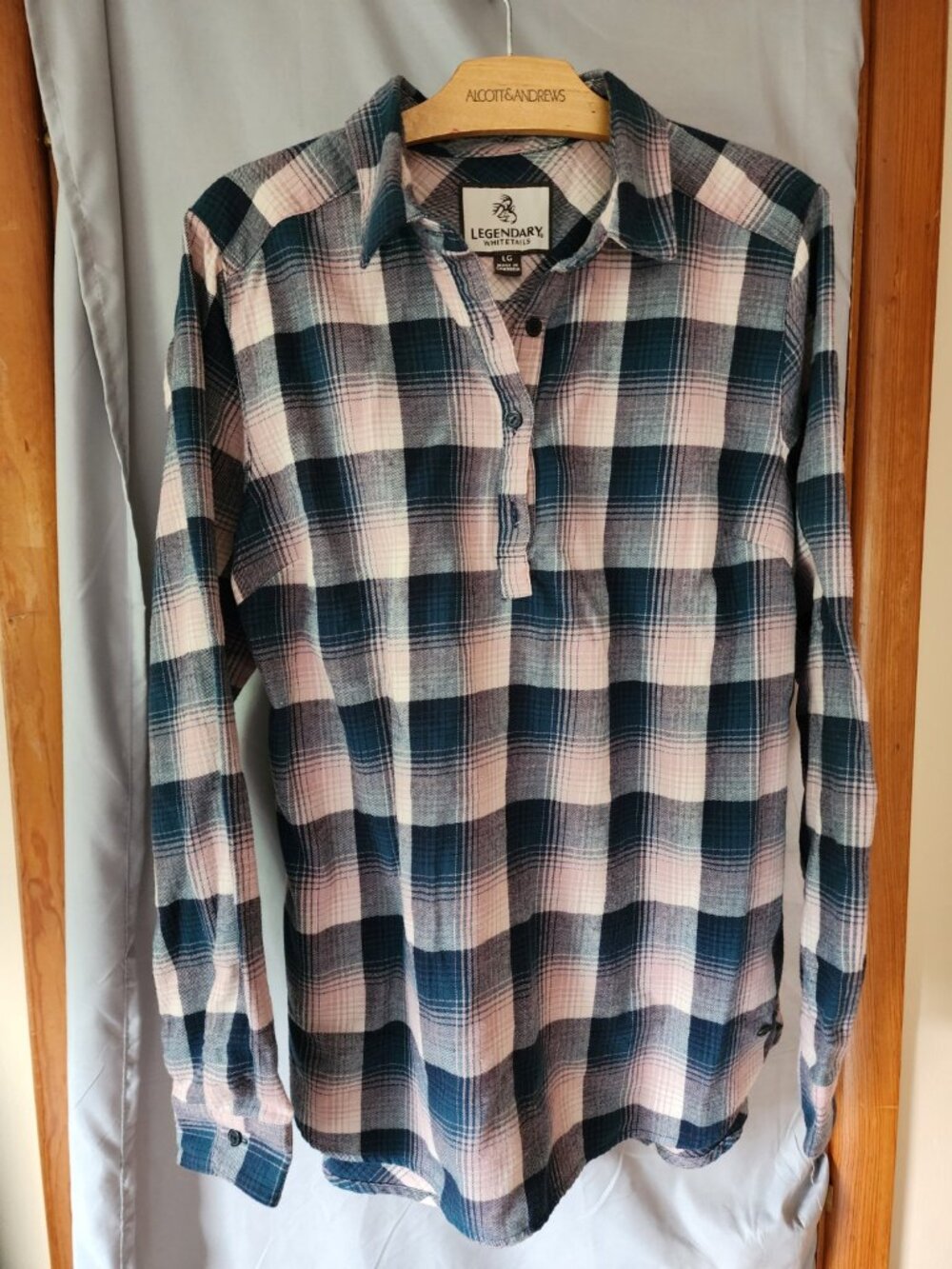 Legendary Whitetails Firelight Popover Plaid Flannel Tunic Women's Large